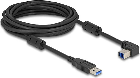 Kabllo USB DeLOCK USB 3.2 Gen 1 Type-A në Type-B 90°, 5m, e zezë