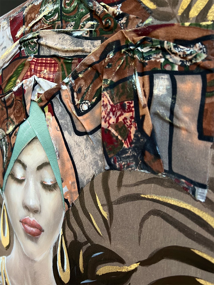Pikturë dekorative Jungle Lady, shumëngjyrëshe, kanavacë, dru, 76x100x4cm