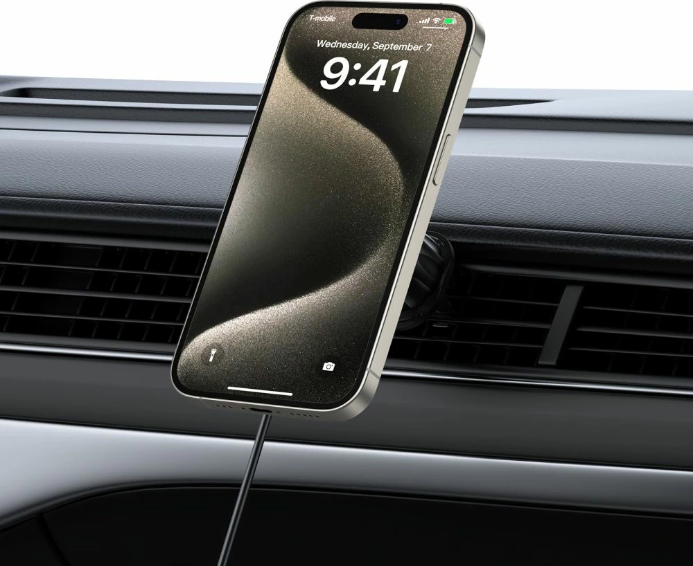 Mbajtës magnetik me karikues wireless Tech-Protect MM15W-V5 për veturë, MagSafe, 15W, i zi