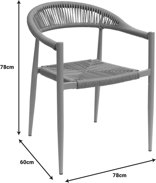 Karrige Fagen e grumbullueshme, alumini-rattan pe, ngjyrë natyrale, 56x60x78cm