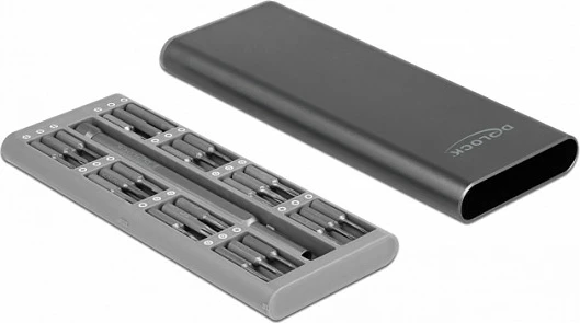 Set kaçavidash precize DeLOCK 64126, 49 bita, me kasë magnetike, e zezë