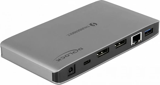 Stacion dokimi DeLOCK Thunderbolt 3 8K, 2x DisplayPort, USB, LAN Gigabit, SD/MicroSD, PD 60W, gri