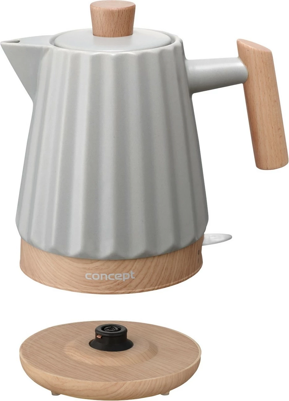 Çajnik elektrik Concept RK009, 1.5L, keramikë, dritë gri