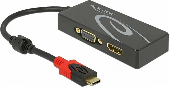 Adapter DeLOCK 87730 USB-C në HDMI/VGA, 3840x2160, i zi