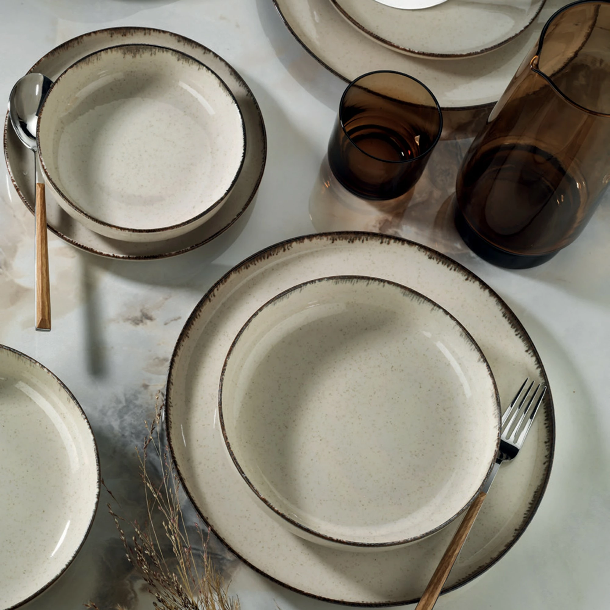 Set enësh për drekë (24 copë), Hermia, MOD24Y2730P02, ngjyrë kanellë