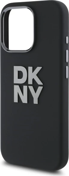 Mbështjellës DKNY Liquid Silicone Metal Logo për iPhone 16 Pro, i zi