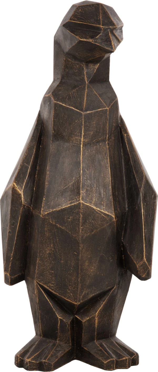 Dekor për dysheme, pinguin, ngjyrë patinë e zezë me detaje ari, FH7914, 45x45x100H cm