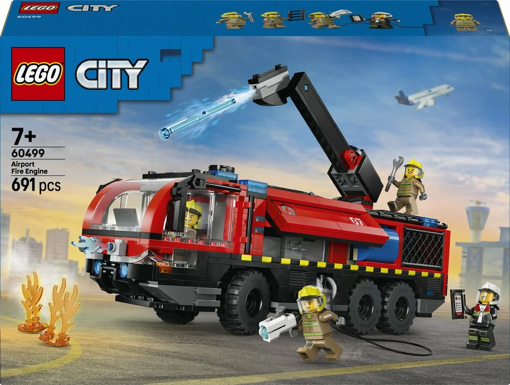 Set LEGO City Airport Fire Truck 60499, 691 copë, i kuq, me 4 minifigura