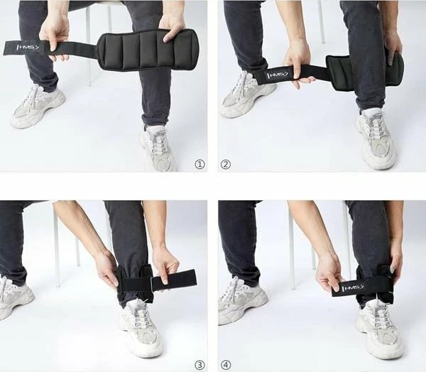 Pesha për kyçe dhe duar HMS ONK05 2 x 2.5 kg, e rregullueshme, e zezë (set 2 copë)