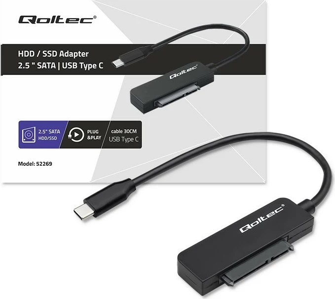Adapter SSD HDD Qoltec 52269, 2.5", USB-C, 2TB, i zi