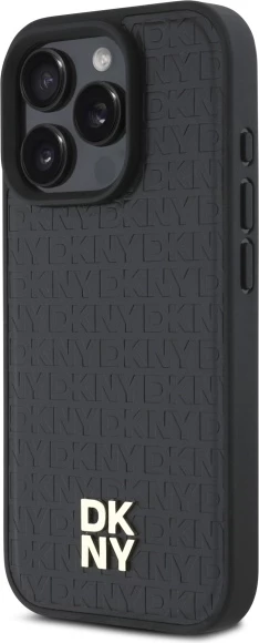 Mbështjellës DKNY Repeat Pattern Stack Logo MagSafe për iPhone 16 Pro Max, i zi