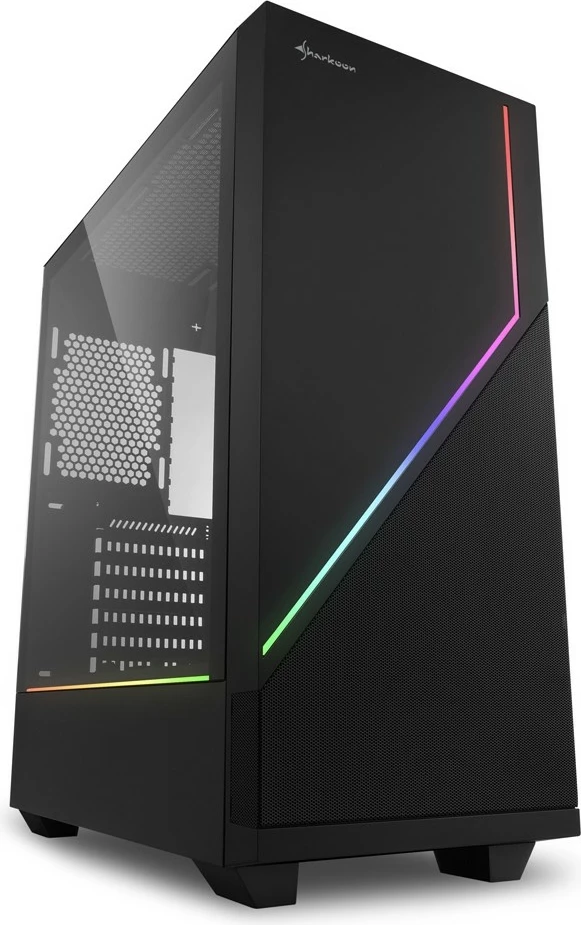 Kasë Sharkoon RGB FLOW, Midi Tower, ATX, micro ATX, Mini-ITX, i zi, RGB