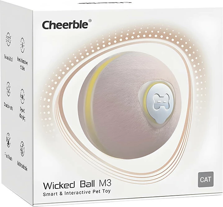 Lodër interaktive për mace Cheerble Wicked Ball M3, bezhë
