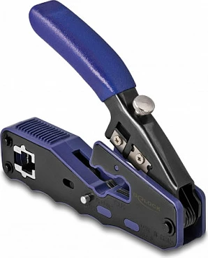 Vegël krimpimi DeLOCK 90577 për RJ-45, me prerës/zhveshës, zi/blu