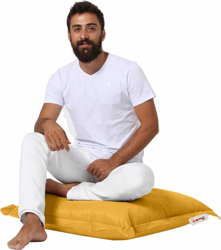 Jastëk për kopsht, pouf i verdhë, 70x70cm