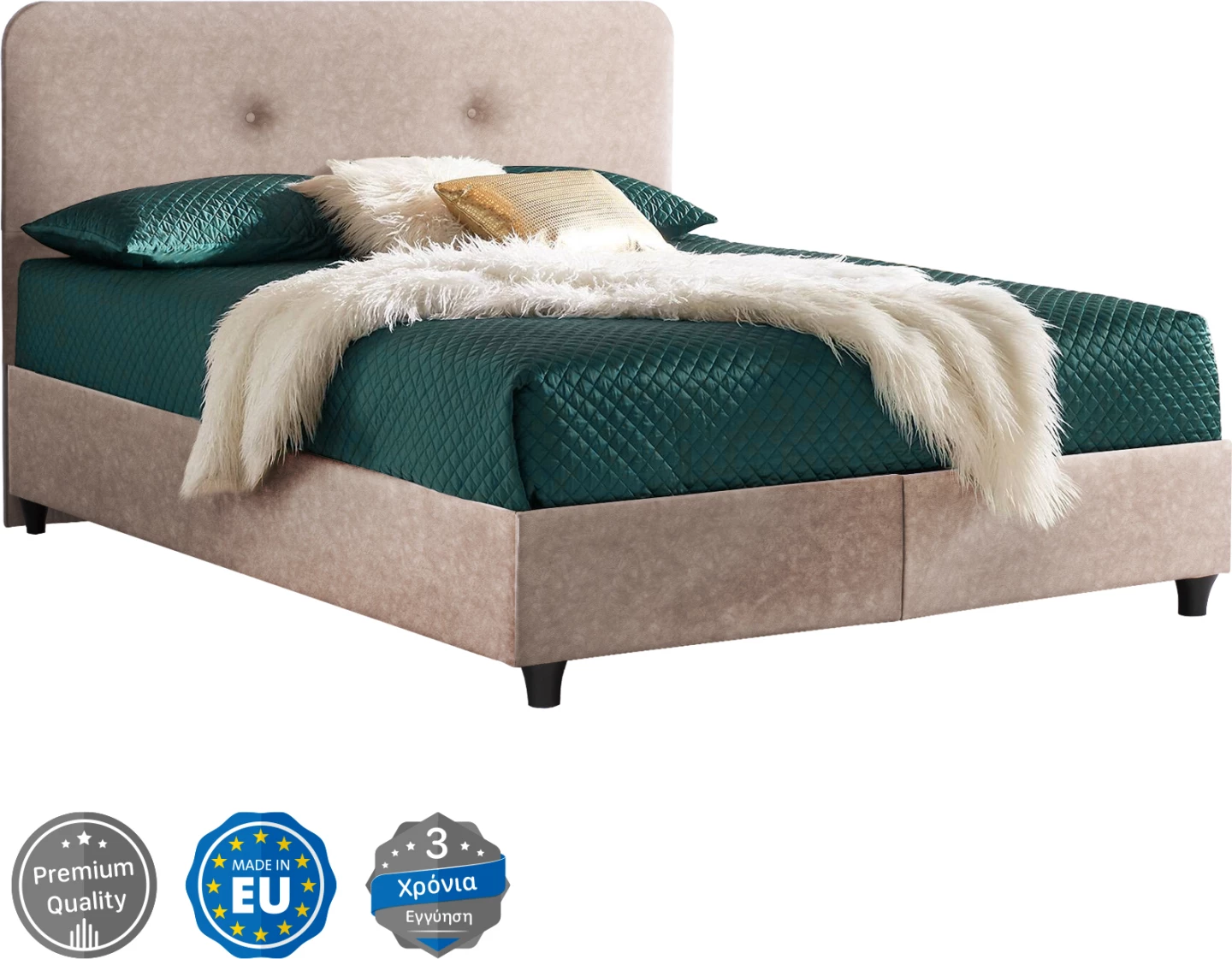 Shtrat FH637.22 DOLORES, pëlhurë lloji NUBUCK, bezhë, 150x200