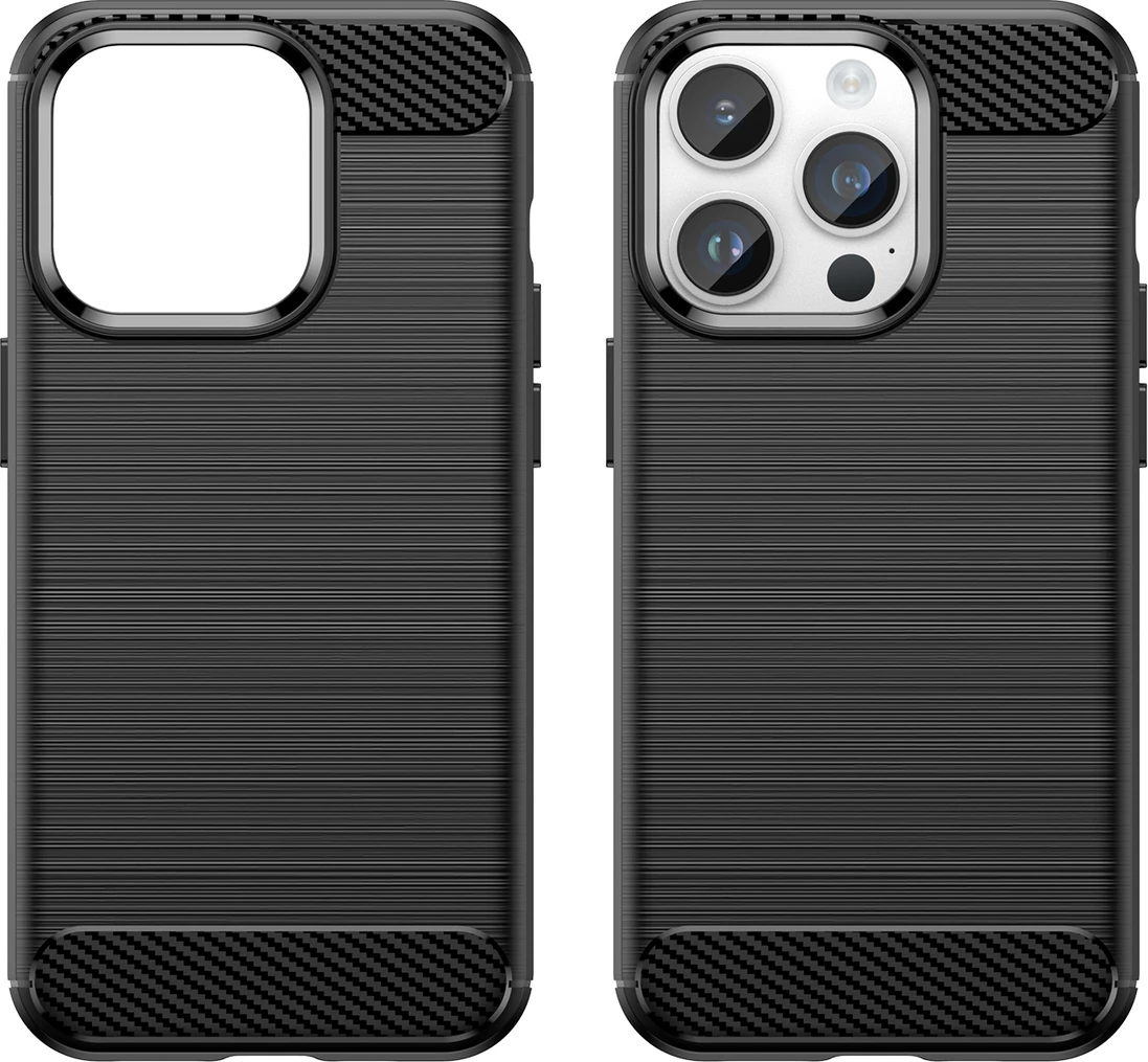 Mbështjellës Hurtel Carbon Case për iPhone 14 Pro, TPU, i zi
