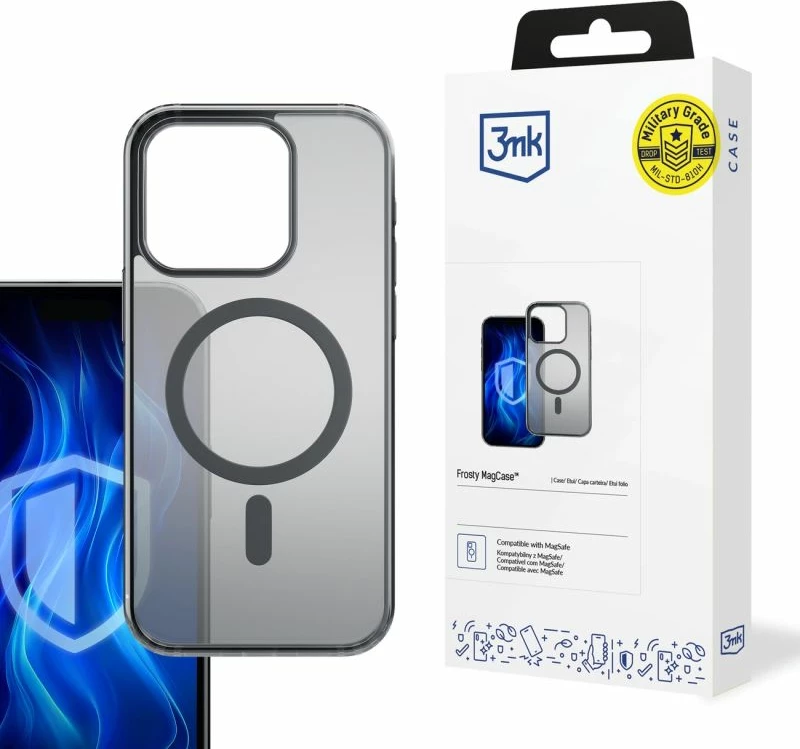Kutí telefoni 3mk Frosty MagCase për iPhone 16 Pro, e zezë