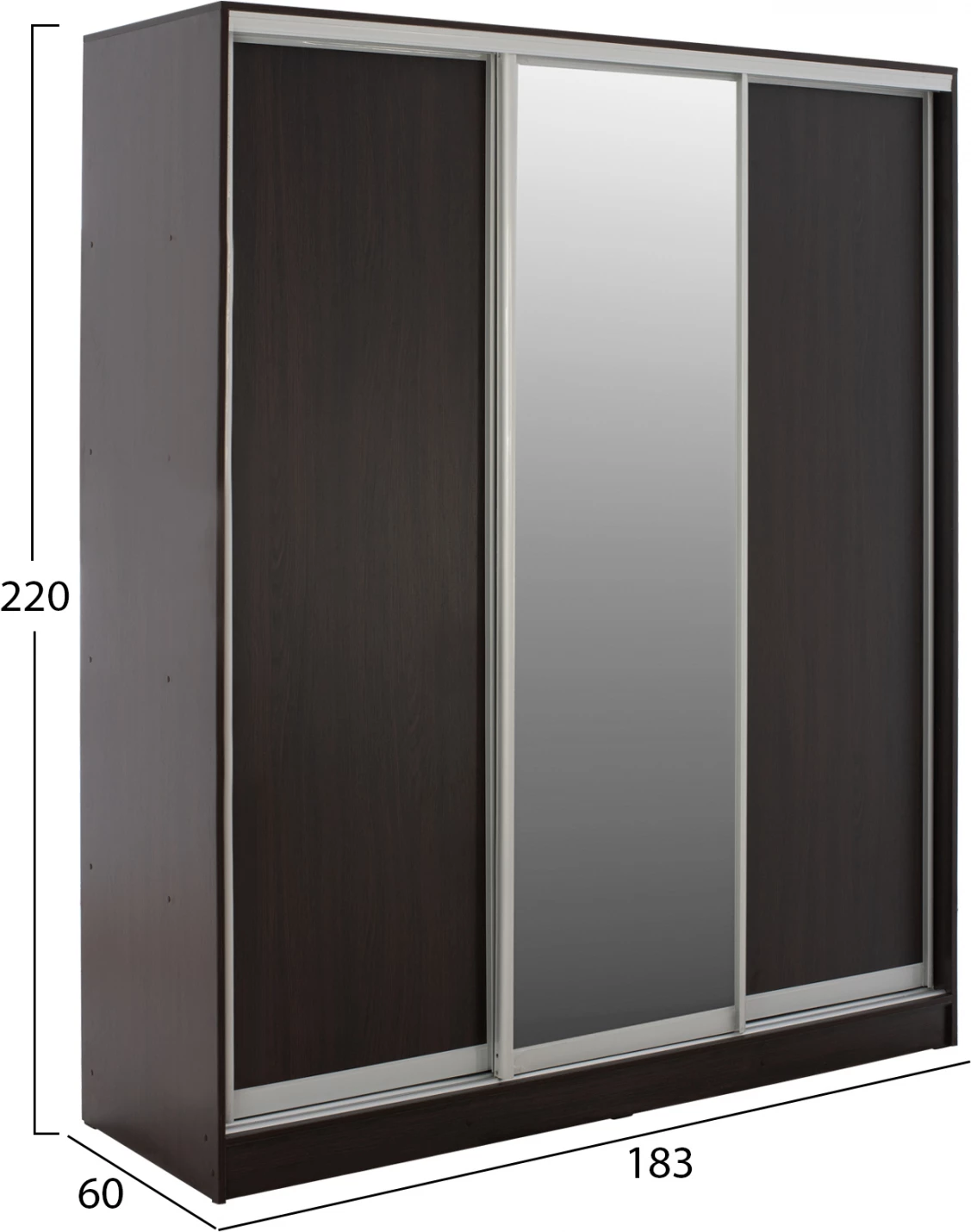 Dollap me dyer rrëshqitëse, ngjyrë wenge, FH2461.02, 183x60x220 cm