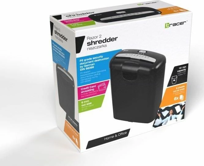 Grirëse dokumentesh Tracer Razor 2 P-2, 10 L, 6 fletë, 6 mm, e zezë