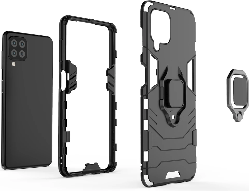 Mbështjellës Hurtel Ring Armor për Samsung Galaxy A22, me mbajtëse gishti dhe këmbë, kaltër