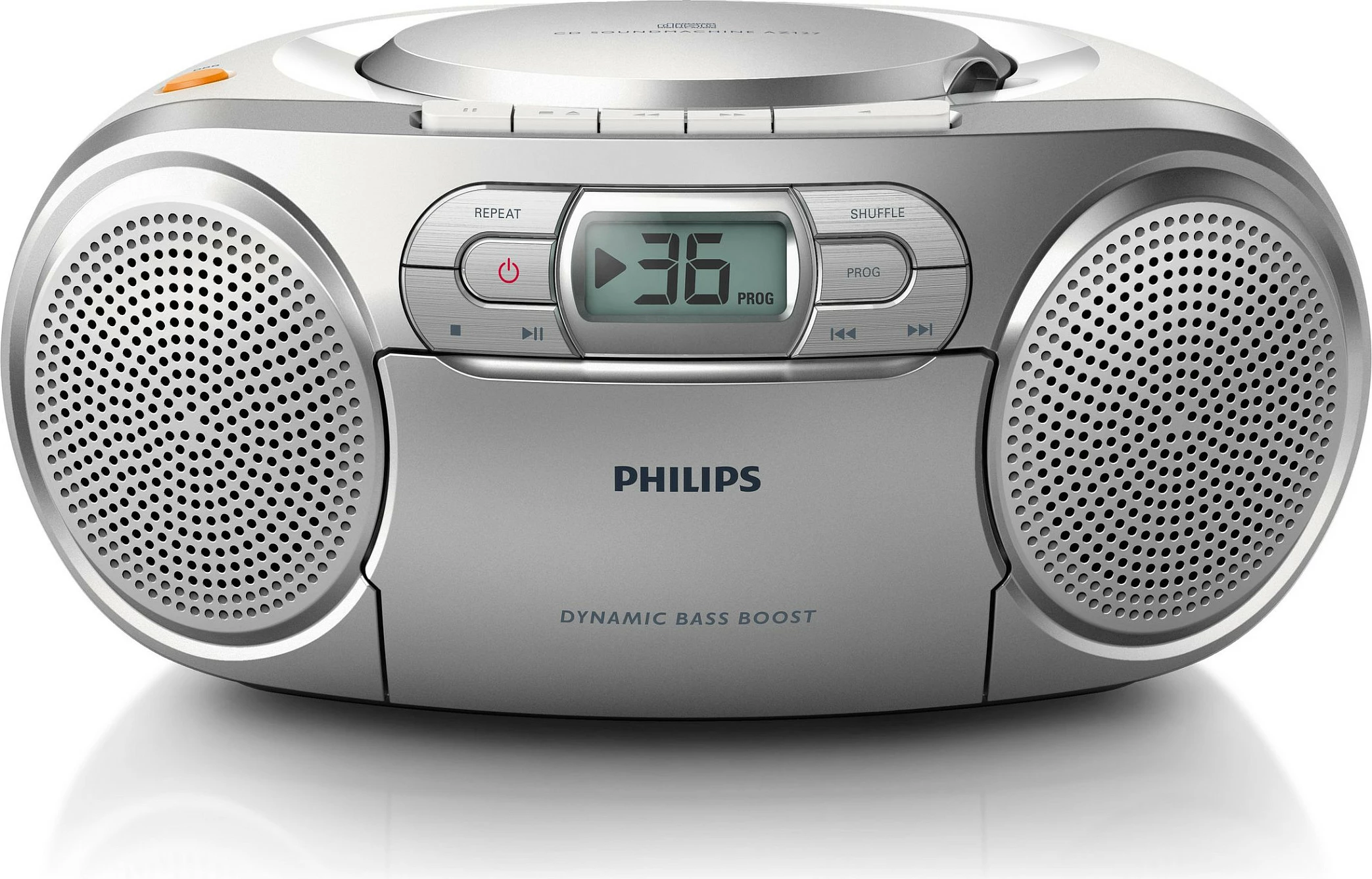 Radio me CD Philips AZ127/12, boombox portativ, argjendtë/gri