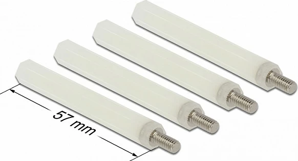 Distancues PCB DeLOCK Standoff M4 x M4, 57 mm, 4 copë, natyral