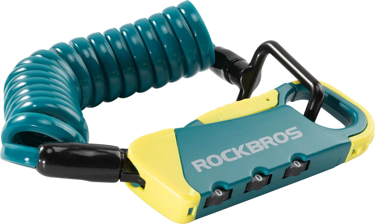 Bravë me kod për biçikletë Rockbros RBK6N kabllo spirale 120 cm turkeze