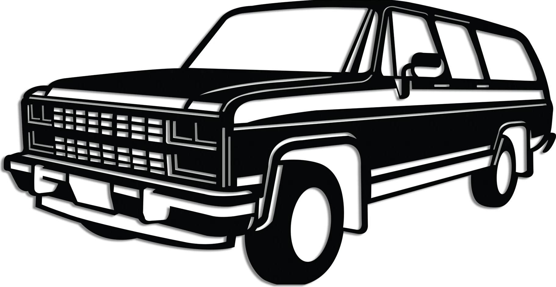 Aksesor dekorativ metalik për mur, Wallity, Chevrolet Suburban, ngjyrë e zezë, 60x32cm