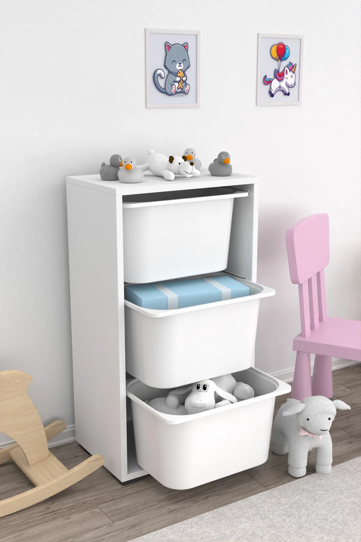 Dollap shumëpërdorimësh Hanah Home, Bronz 3D - i bardhë