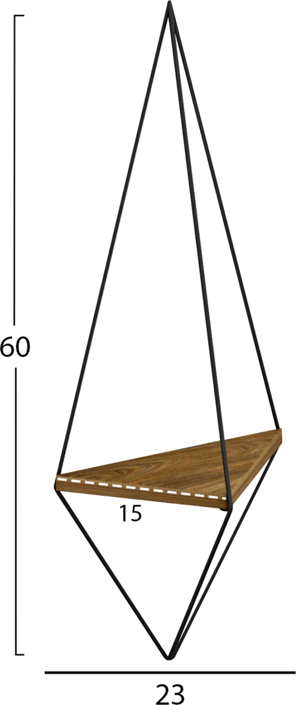 Raft muri 2 copë set CANNARD FH8925.11 melaminë në ngjyrë natyrale-metali të zi 23x15x60H cm