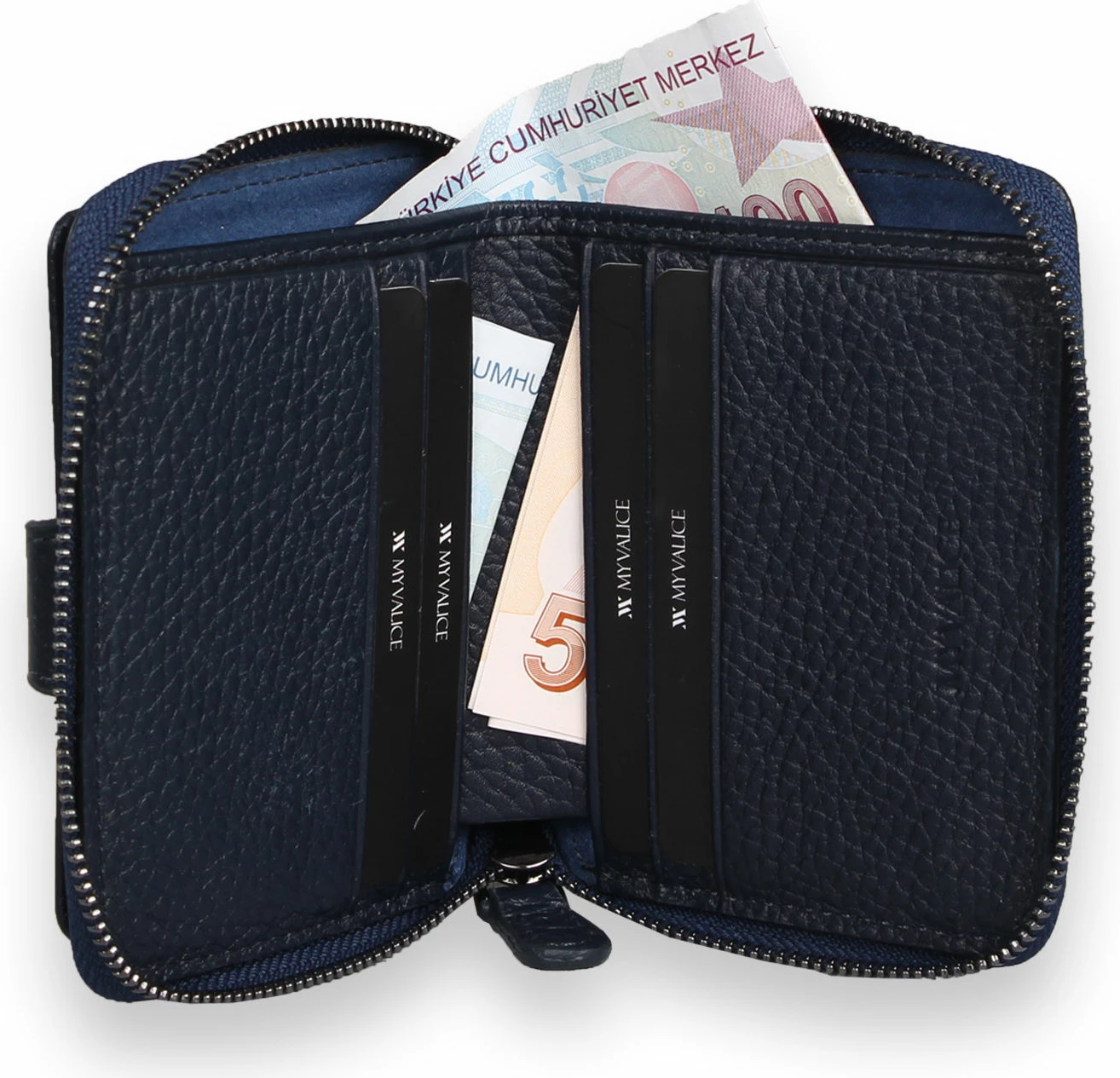 Portofol lëkure origjinale, ngjyrë navy blue, Zoozie Bags 4236