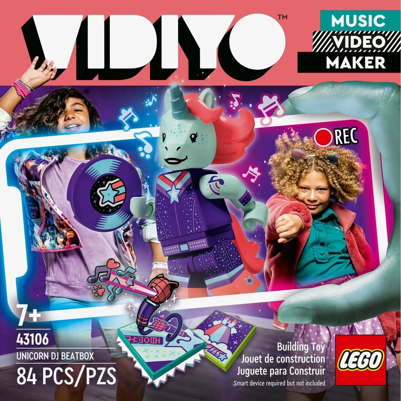 Set ndërtimi LEGO VIDIYO Unicorn DJ BeatBox, 84 pjesë, Multikolor