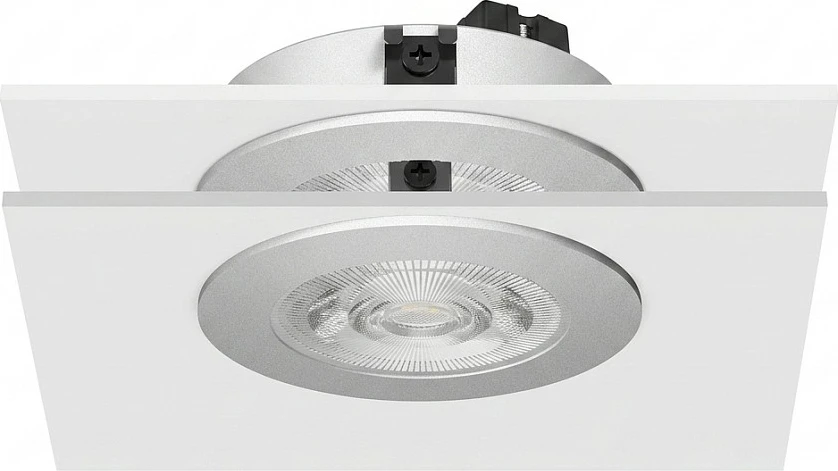 Spot LED tavanor Synergy21 Helios, rrethor, dritë neutrale, argjendtë