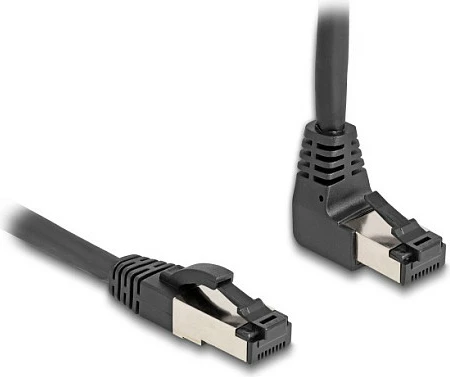 Kabllo rrjeti DeLOCK RJ45 Cat8.1 S/FTP, 1 m, 40 Gbps, 90° e këndume, e zezë