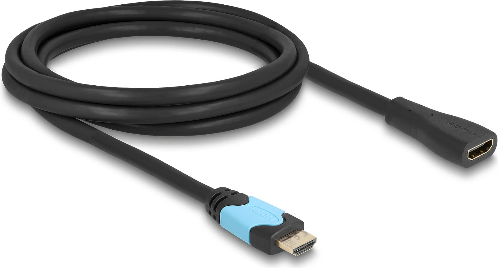 Kabllo zgjatëse HDMI DeLOCK High Speed 2 m, 48 Gbps, 8K@60Hz, eARC, HDR, e zezë/tyrkiz