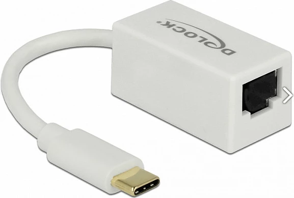 Adapter rrjeti DeLOCK 65906, USB-C në Ethernet (RJ45), LED, i bardhë