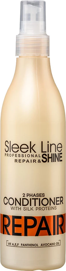 Kondicioner dyfazësh pa shpëlarje për flokë Stapiz Sleek Line Repair 2 Phases për femra, 300ml