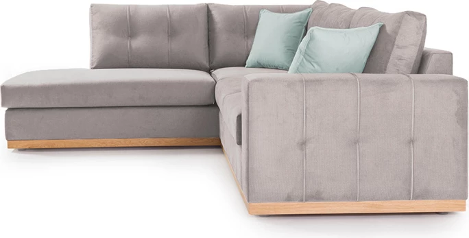 Kënd divani Boston, këndi i djathtë, pëlhurë, elefant-ciel, 280x225x90cm