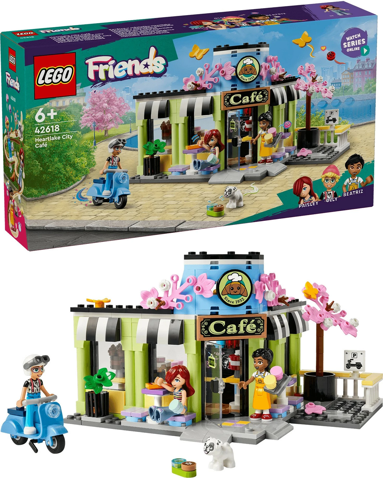 Set LEGO Friends 42618 Heartlake City Café, lodër ndërtimi, me figurina dhe aksesorë