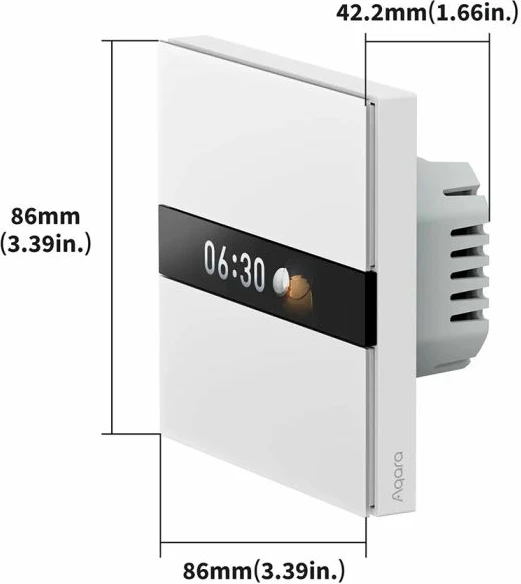 Switch smart Aqara Display Switch V1 EU WS-K02D, ekran 2.08\", Zigbee/Matter, 4 butona, i bardhë, 1 copë