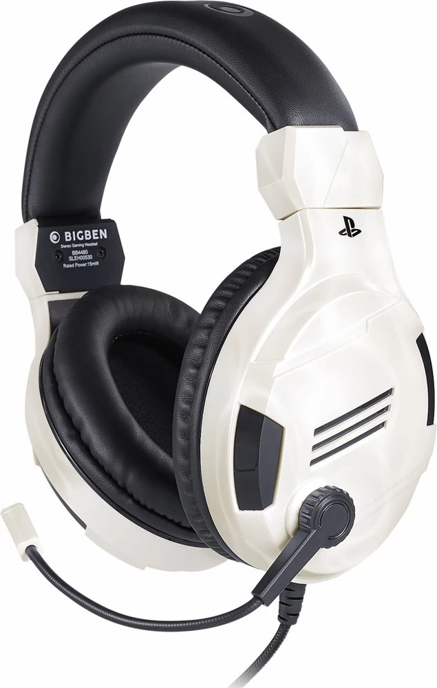 Kufje gaming me kabllo Bigben V3, stereo, 2.2 m, për PS4, të bardha