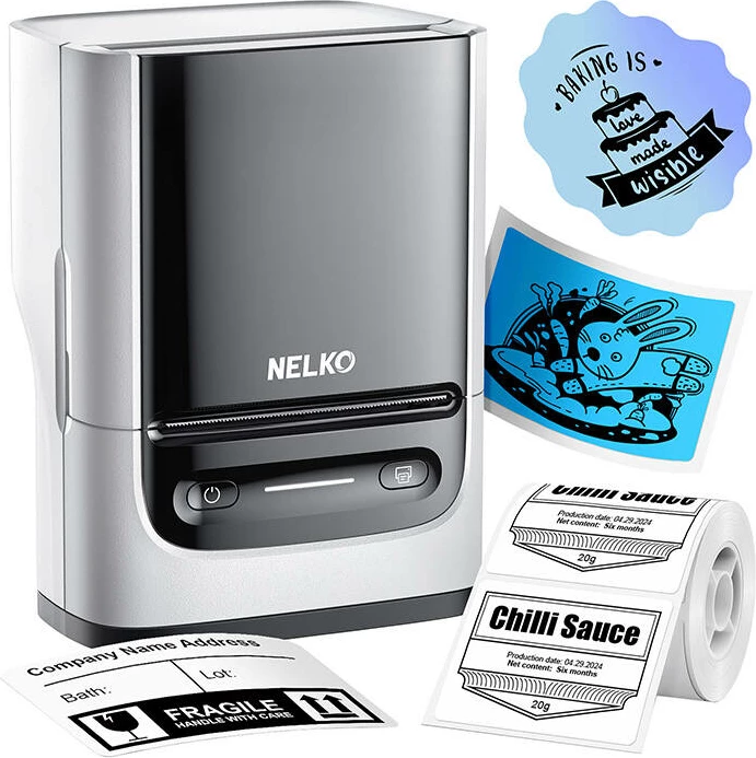 Printer etiketa termik Nelko PM220, Bluetooth, 1200 mAh, i bardhë