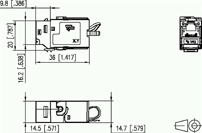 Modul Keystone RJ45 METZ CONNECT C6Amodul K 180, Cat6A, prizë femër, argjend