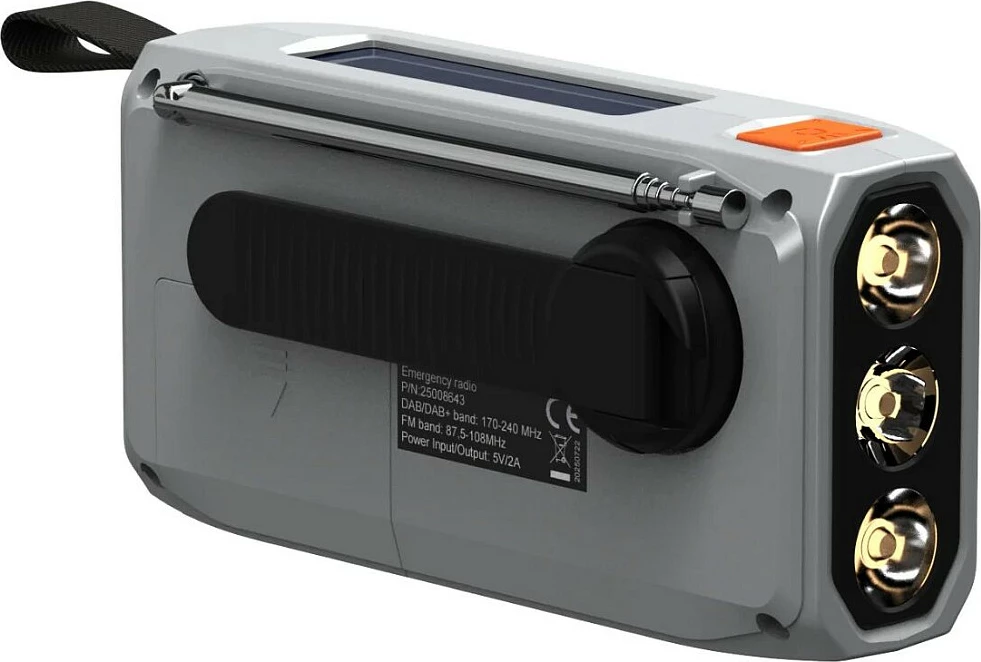 Radio portative Marmitek RESQ 100, DAB/DAB+ FM, Bluetooth 5.3, bateri 4500 mAh, gri e çelët