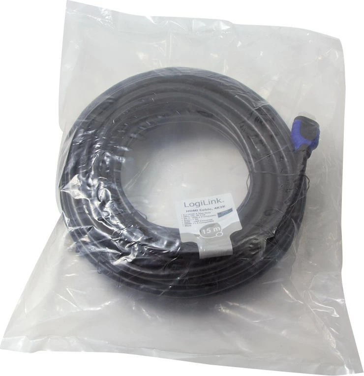 Kabllo HDMI LogiLink CH0067, 15m, 4K, 3D, e zezë