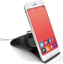 Mbajtëse alumini TerraTec 169981 për celular dhe Apple Watch, e zezë