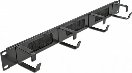 Panel furçë menaxhimi kabllosh DeLOCK 19" 1U me 4 grepë, i zi