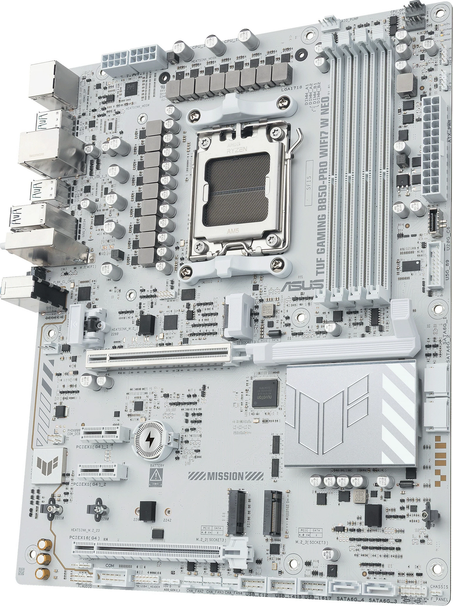 Pllakë amë ASUS TUF GAMING B850-PRO WIFI7 W NEO, Socket AM5, DDR5 256GB, Wi‑Fi 7, e bardhë