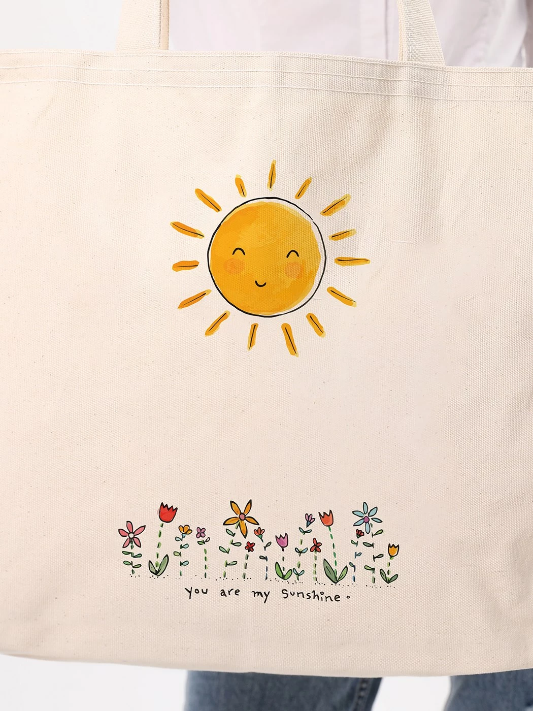 Torbë tote Zoozie Bags, krem, 47x36x8cm
